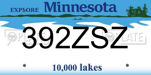 392ZSZ Minnesota License Plate