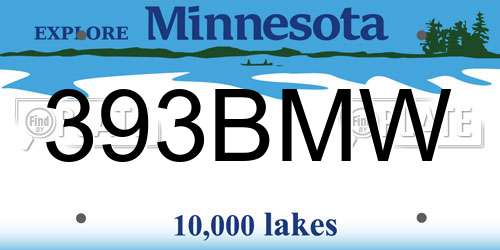 393BMW Minnesota License Plate