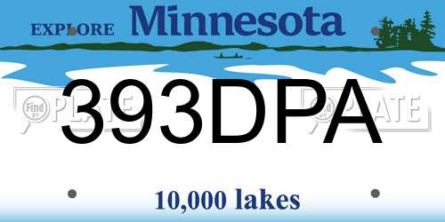 393DPA Minnesota License Plate