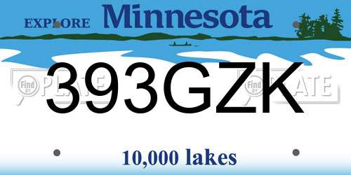 393GZK Minnesota License Plate