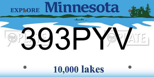 393PYV Minnesota License Plate