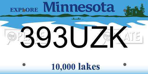 393UZK Minnesota License Plate