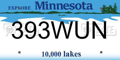 393WUN Minnesota License Plate