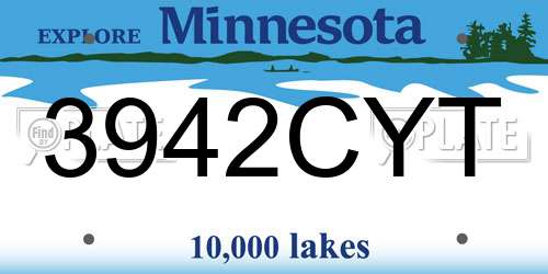 3942CYT Minnesota License Plate