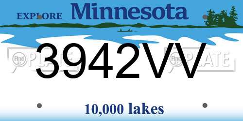 3942VV Minnesota License Plate