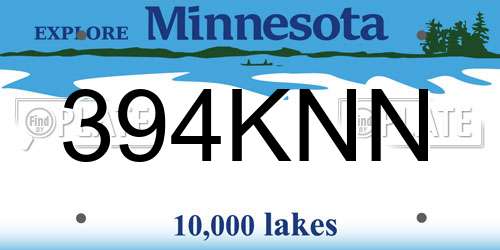 394KNN Minnesota License Plate