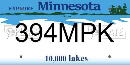 394MPK Minnesota License Plate