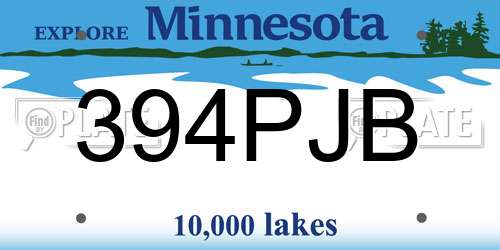 394PJB Minnesota License Plate