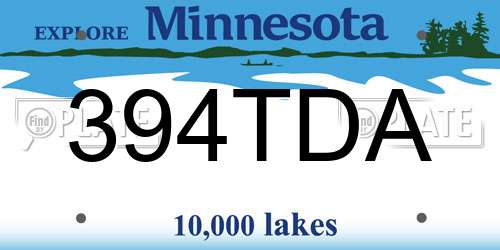 394TDA Minnesota License Plate