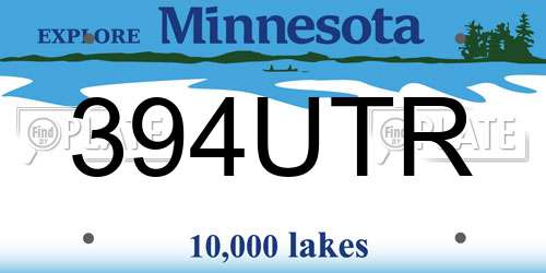 394UTR Minnesota License Plate