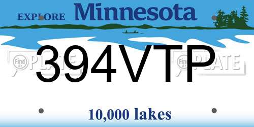 394VTP Minnesota License Plate