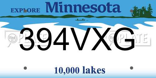 394VXG Minnesota License Plate
