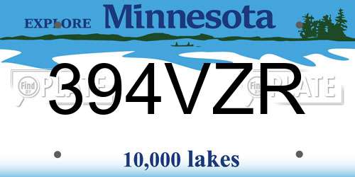 394VZR Minnesota License Plate