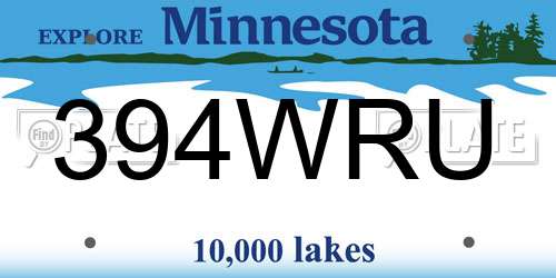 394WRU Minnesota License Plate