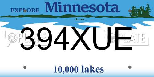 394XUE Minnesota License Plate