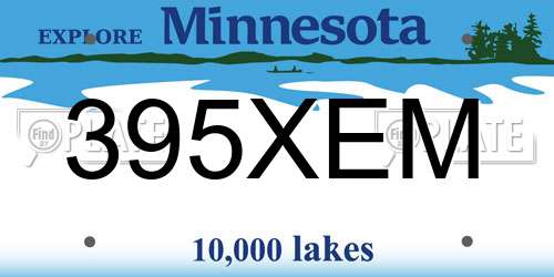 395XEM Minnesota License Plate