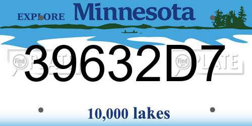 39632D7 Minnesota License Plate