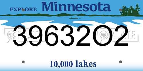 39632O2 Minnesota License Plate