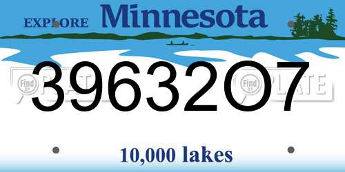 39632O7 Minnesota License Plate