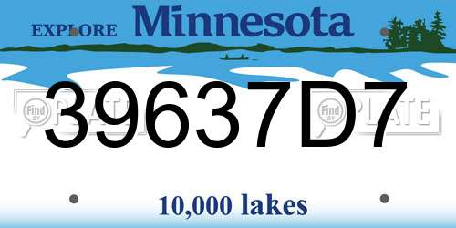 39637D7 Minnesota License Plate