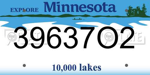 39637O2 Minnesota License Plate
