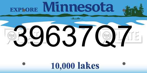 39637Q7 Minnesota License Plate