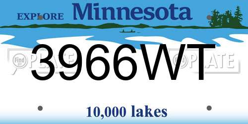 3966WT Minnesota License Plate