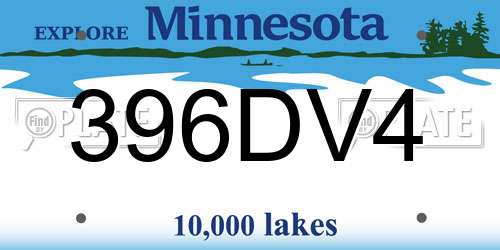 396DV4 Minnesota License Plate