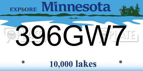 396GW7 Minnesota License Plate