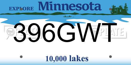 396GWT Minnesota License Plate
