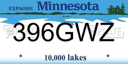 396GWZ Minnesota License Plate