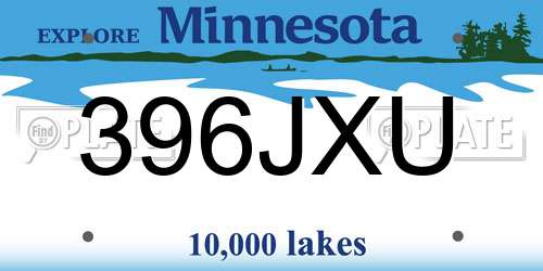 396JXU Minnesota License Plate