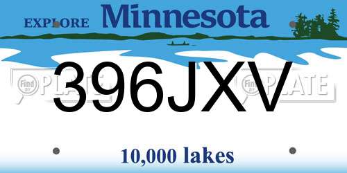 396JXV Minnesota License Plate