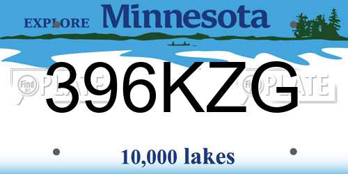 396KZG Minnesota License Plate
