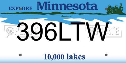 396LTW Minnesota License Plate