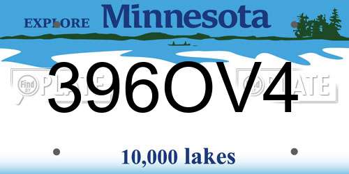 396OV4 Minnesota License Plate