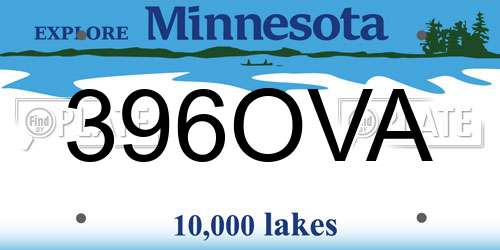 396OVA Minnesota License Plate