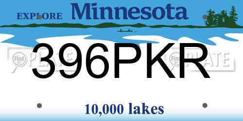 396PKR Minnesota License Plate