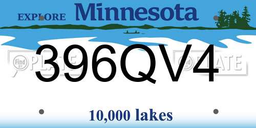 396QV4 Minnesota License Plate