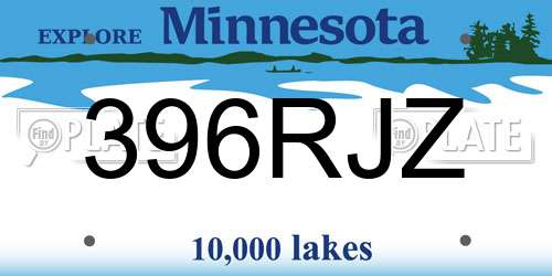 396RJZ Minnesota License Plate