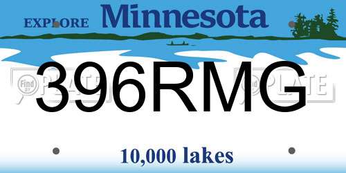 396RMG Minnesota License Plate