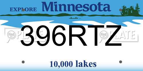 396RTZ Minnesota License Plate