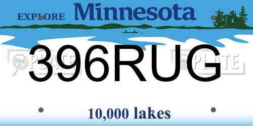 396RUG Minnesota License Plate