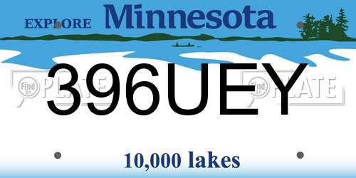 396UEY Minnesota License Plate