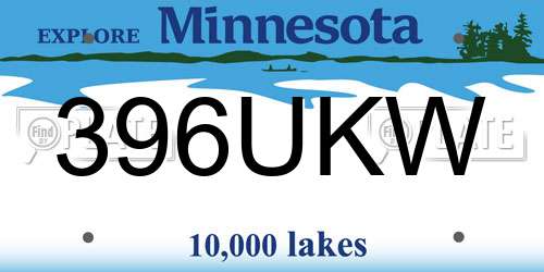 396UKW Minnesota License Plate