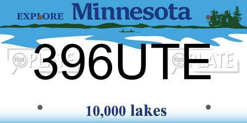 396UTE Minnesota License Plate