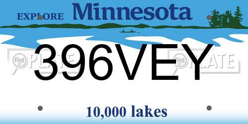 396VEY Minnesota License Plate