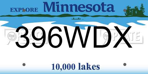 396WDX Minnesota License Plate