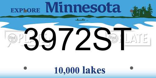 3972ST Minnesota License Plate