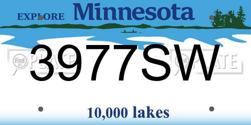 3977SW Minnesota License Plate